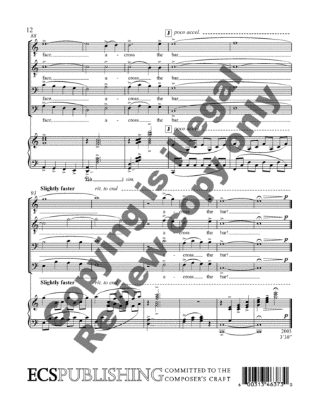 Crossing the Bar from Love Was My Lord and King! (TTBB Choral Score) image number null