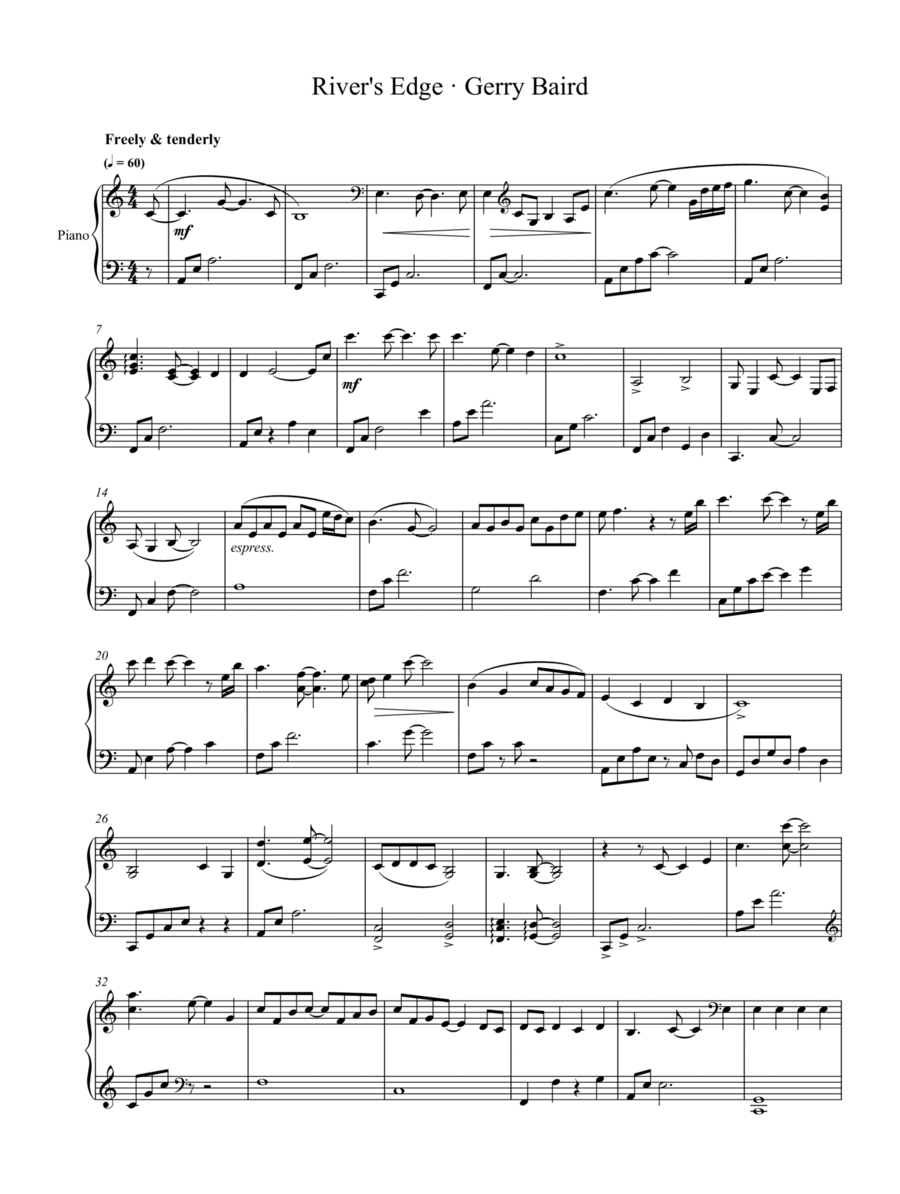 River's Edge Piano, Vocal, Guitar scores gallery preview page 1