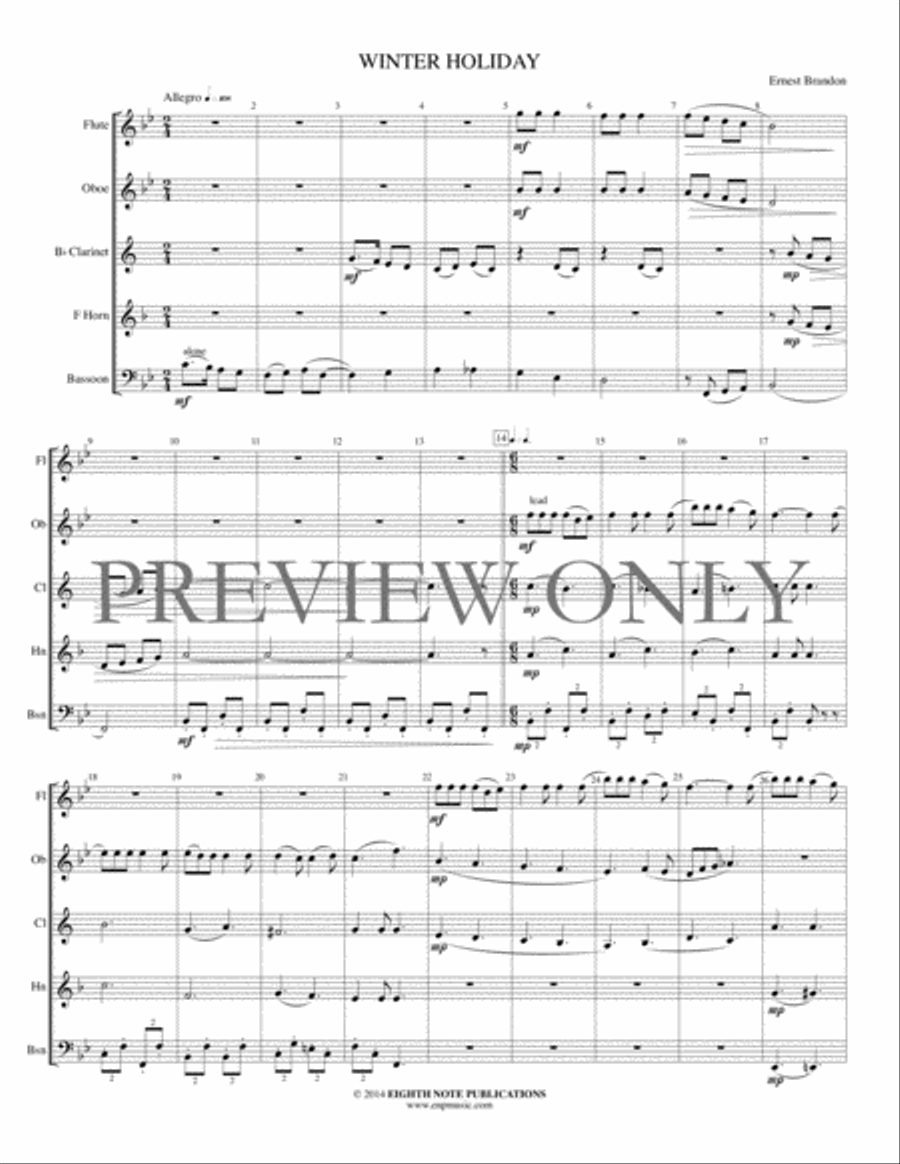 Winter Holiday Winter Holiday Woodwind Quintet scores gallery preview page 2