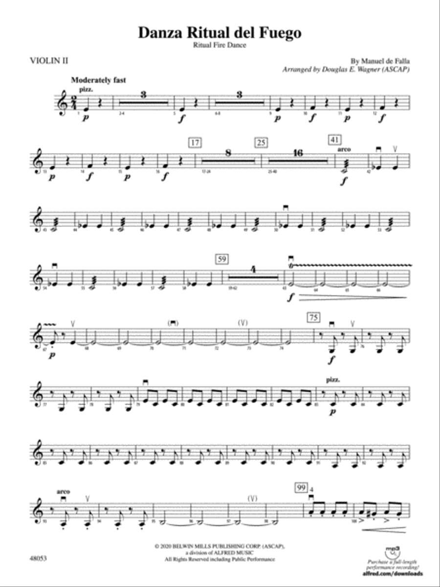 Danza Ritual del Fuego: 2nd Violin String Orchestra scores gallery preview page 1