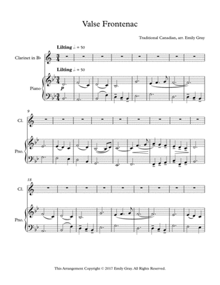 Valse Frontenac (Clarinet and Piano)