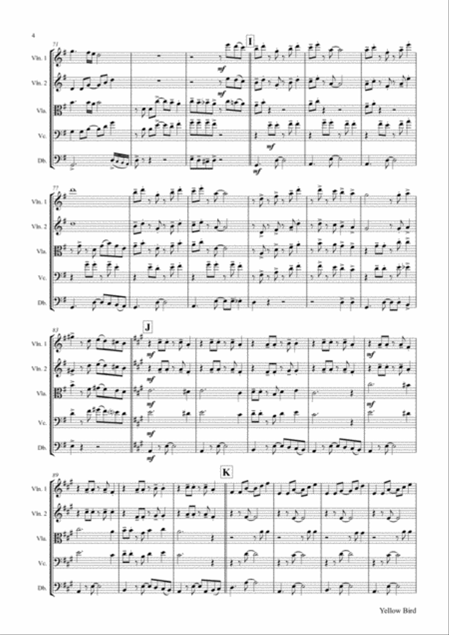 Yellow Bird - Haitian Folk Song - Calypso - String Orchestra String Orchestra scores gallery preview page 5