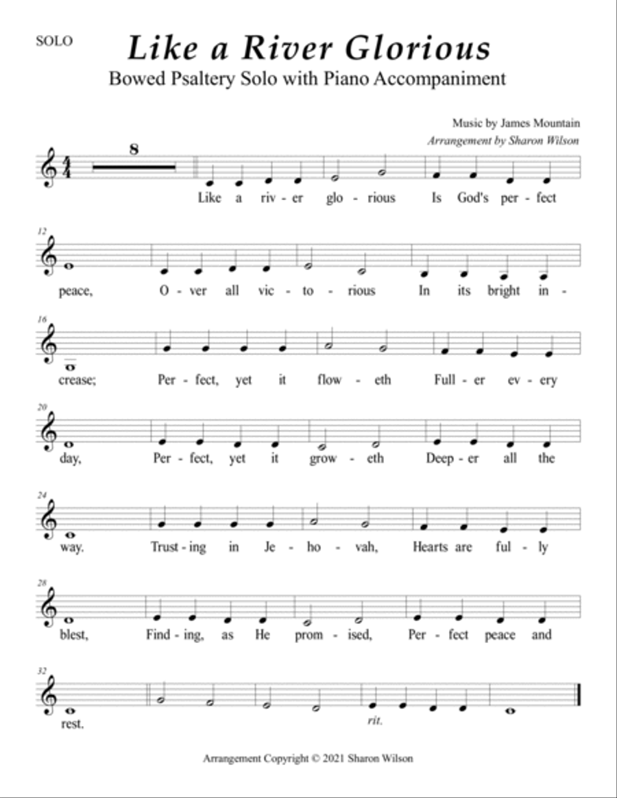 Like a River Glorious (Easy Bowed Psaltery Solo with Piano Accompaniment) Zither scores gallery preview page 2
