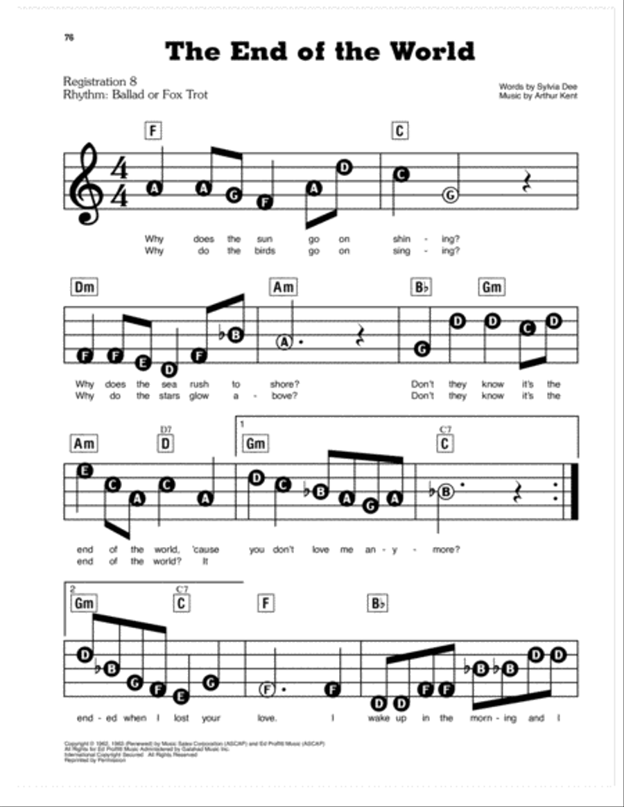 The End Of The World Electronic Keyboard scores gallery preview page 1