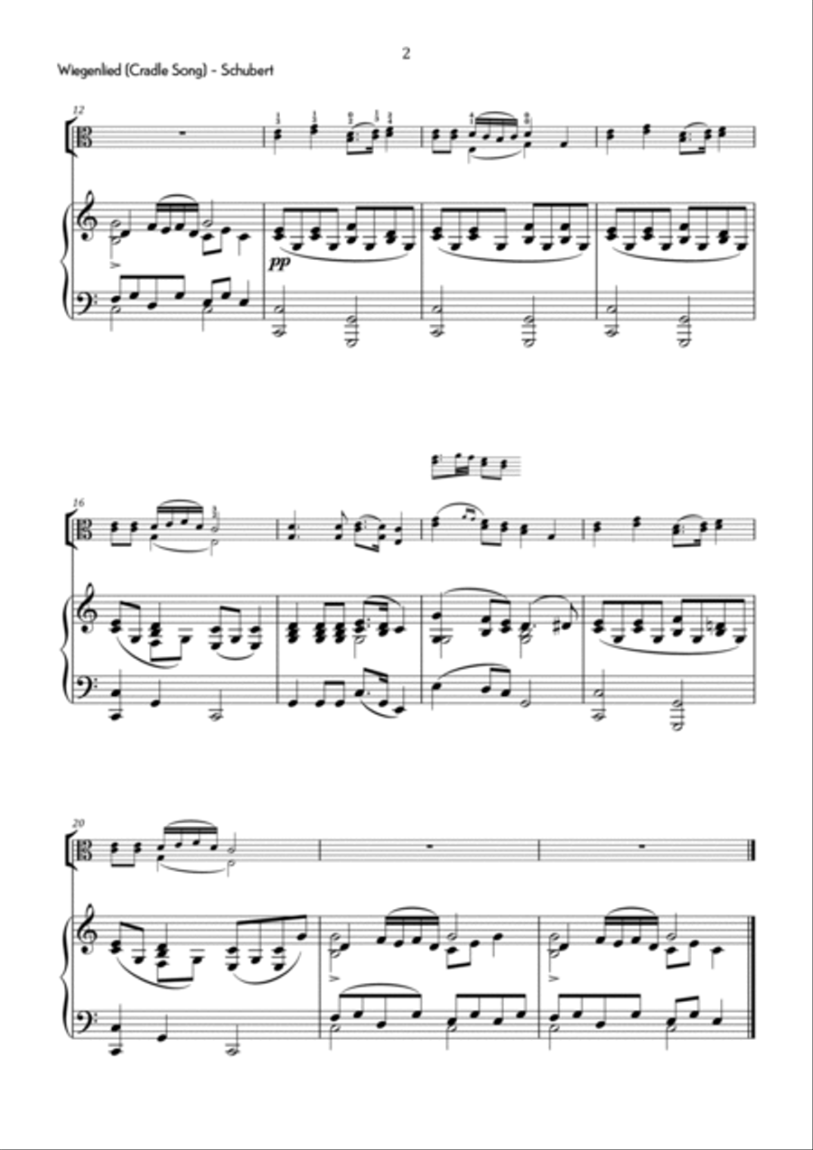 Schubert - Wiegenlied (Cradle Song) in C Major - Intermediate Chamber Music scores gallery preview page 3