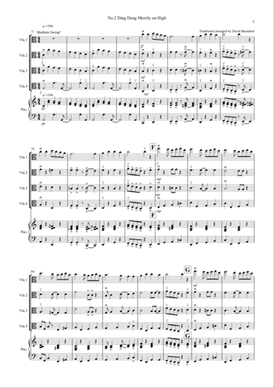 3 Jazzy Christmas Pieces for Viola Quartet Viola Solo scores gallery preview page 5