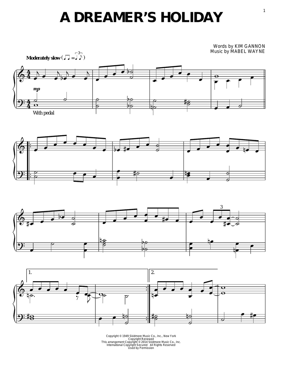 A Dreamer's Holiday Piano Solo scores gallery preview page 1