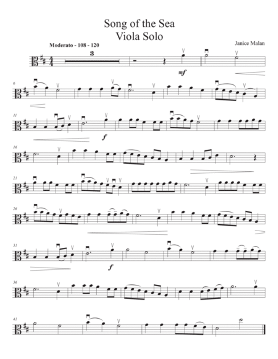 Song of the Sea for Viola solo with piano accompaniment Piano Accompaniment scores gallery preview page 2