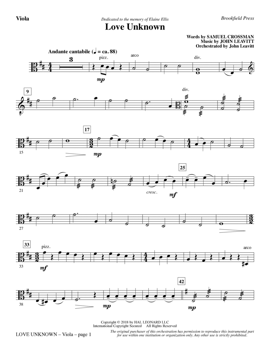 Love Unknown - Viola Choir scores gallery preview page 1
