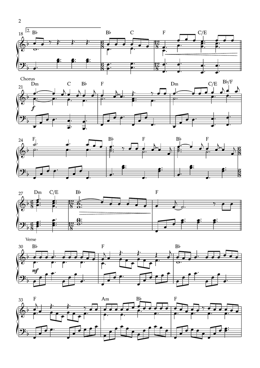 Bed Of Roses Piano Solo scores gallery preview page 2