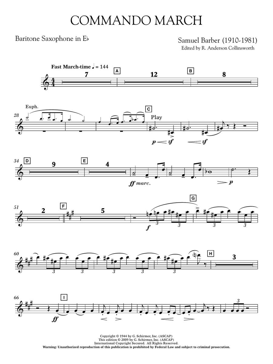 Commando March - Eb Baritone Saxophone