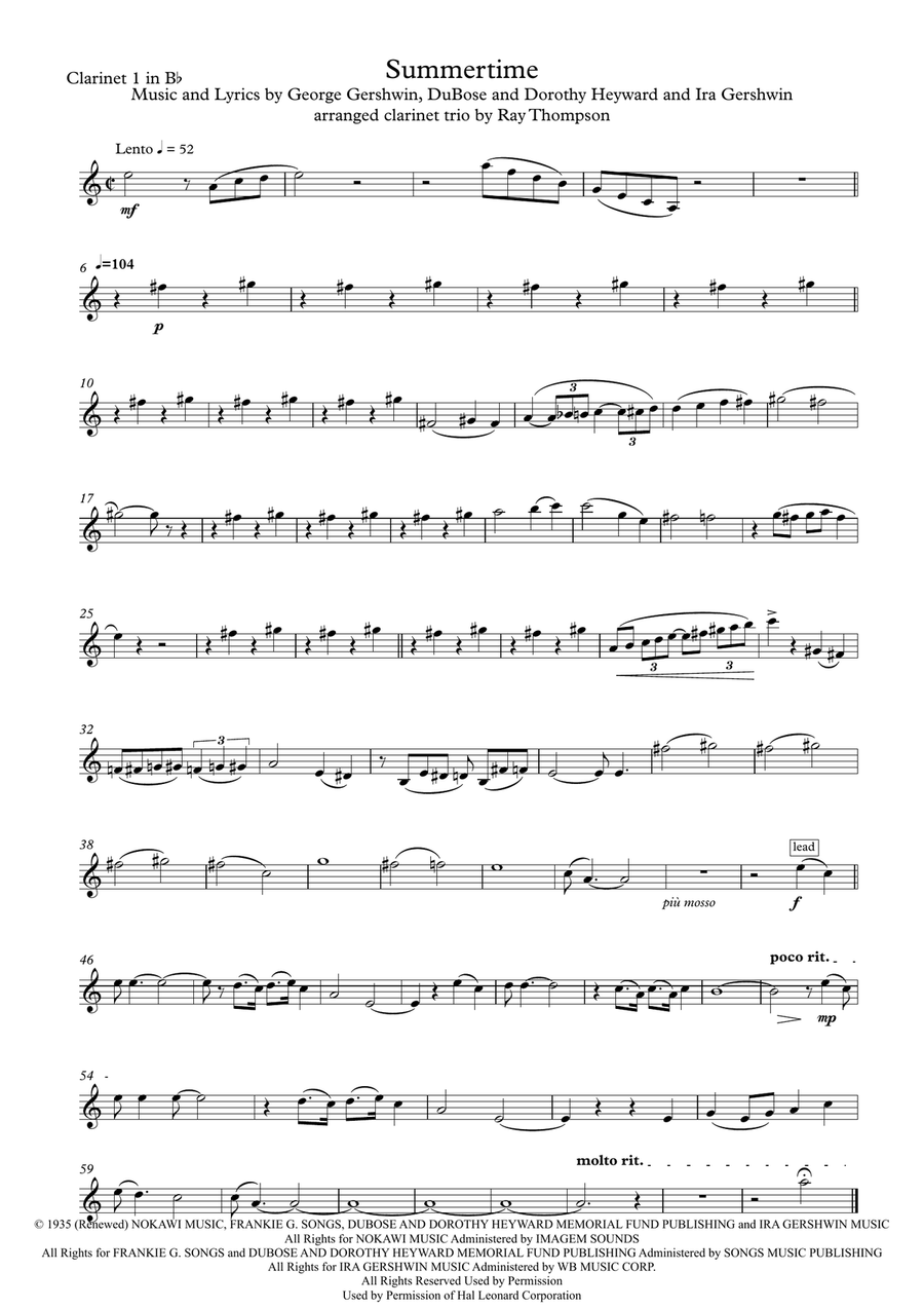 Summertime Clarinet Trio scores gallery preview page 3