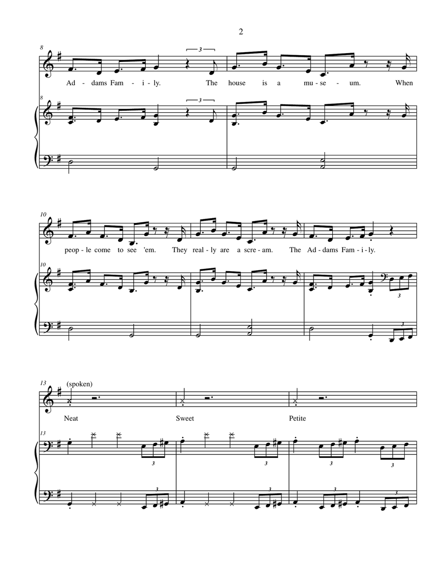 The Addams Family Theme Easy Piano scores gallery preview page 2