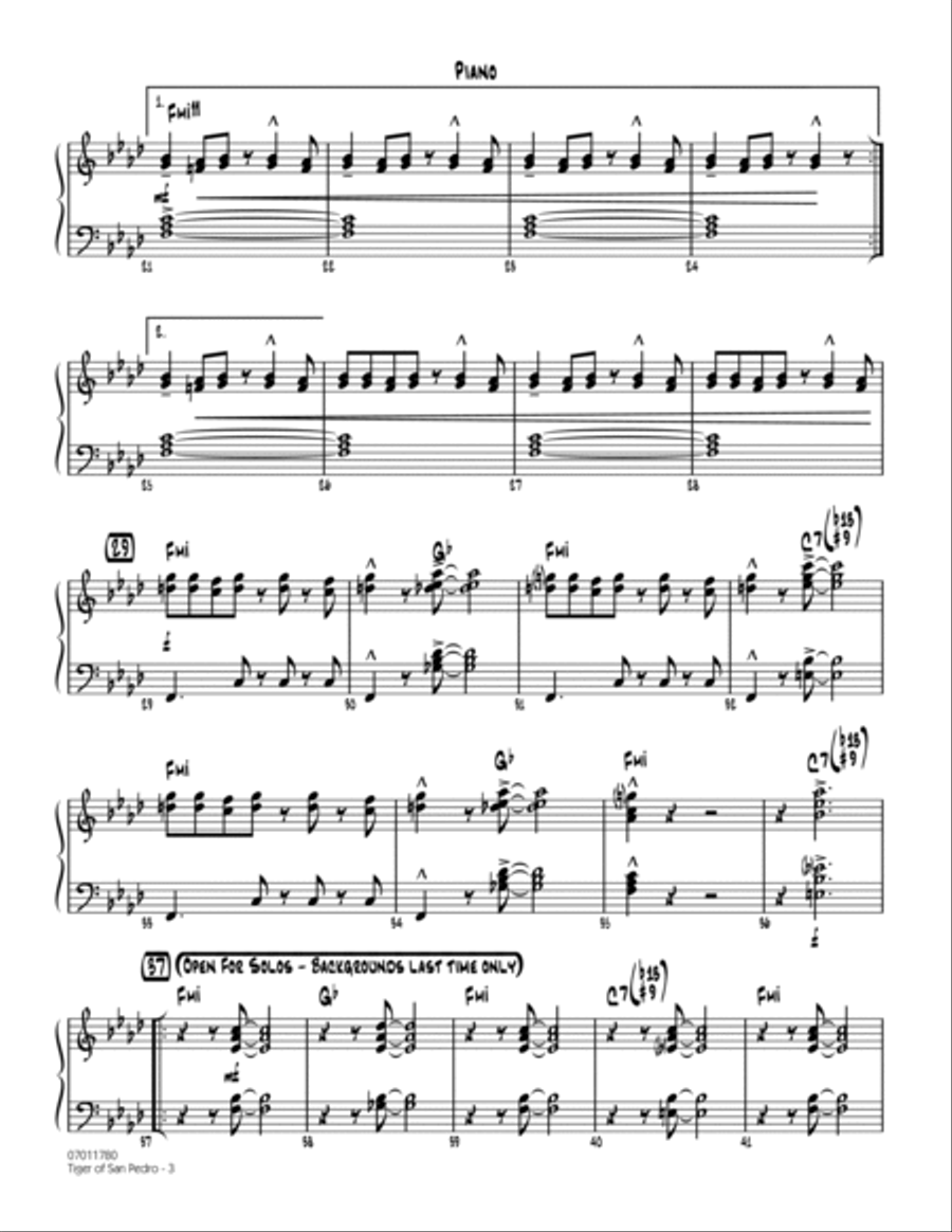 Tiger Of San Pedro - Piano