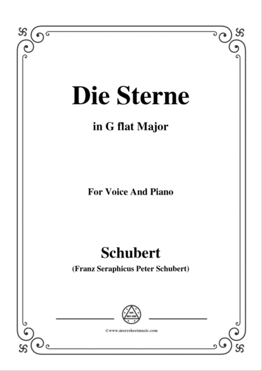 Schubert-Die Sterne,in G flat Major,D.684,for Voice and Piano Voice Solo scores gallery preview page 1