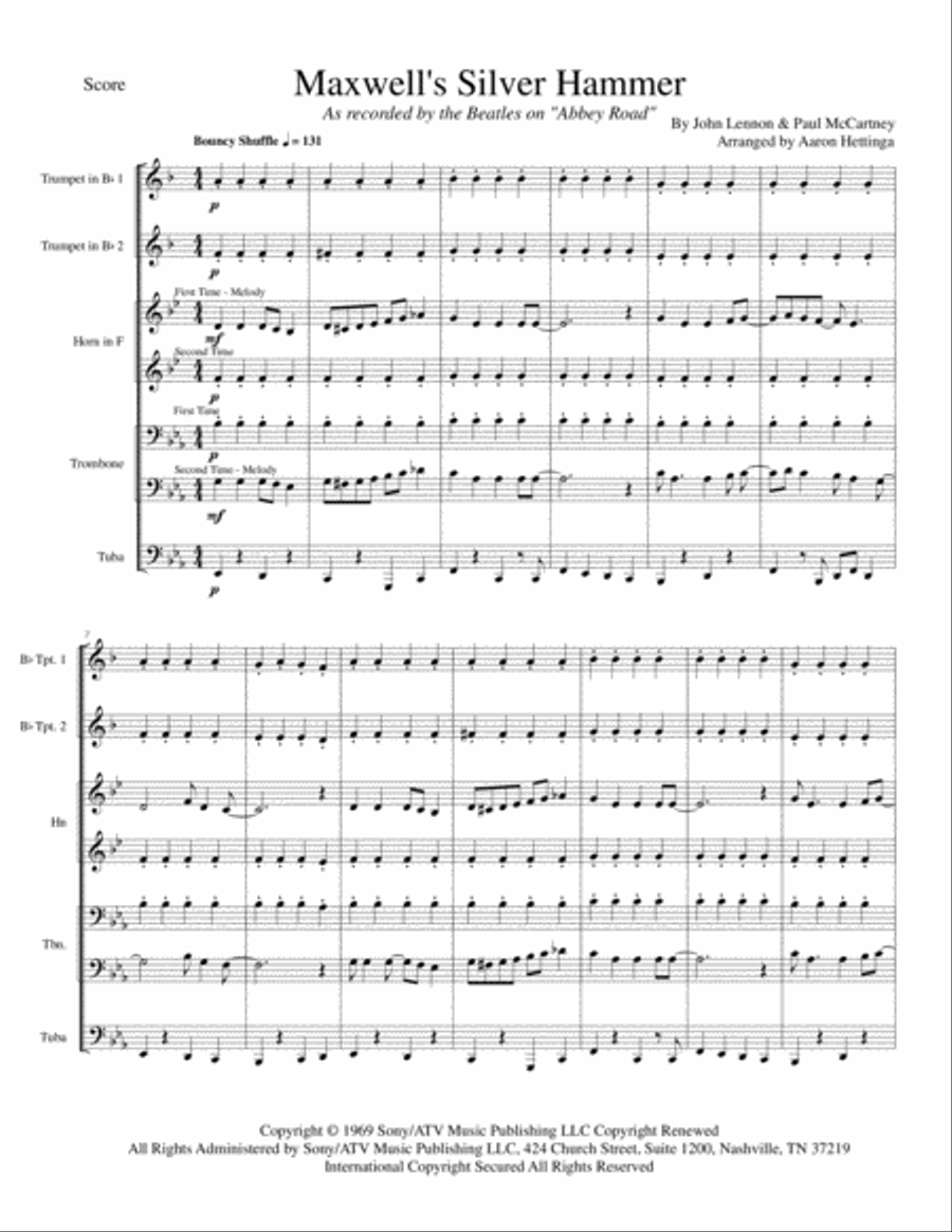 Maxwell's Silver Hammer Brass Ensemble scores gallery preview page 3