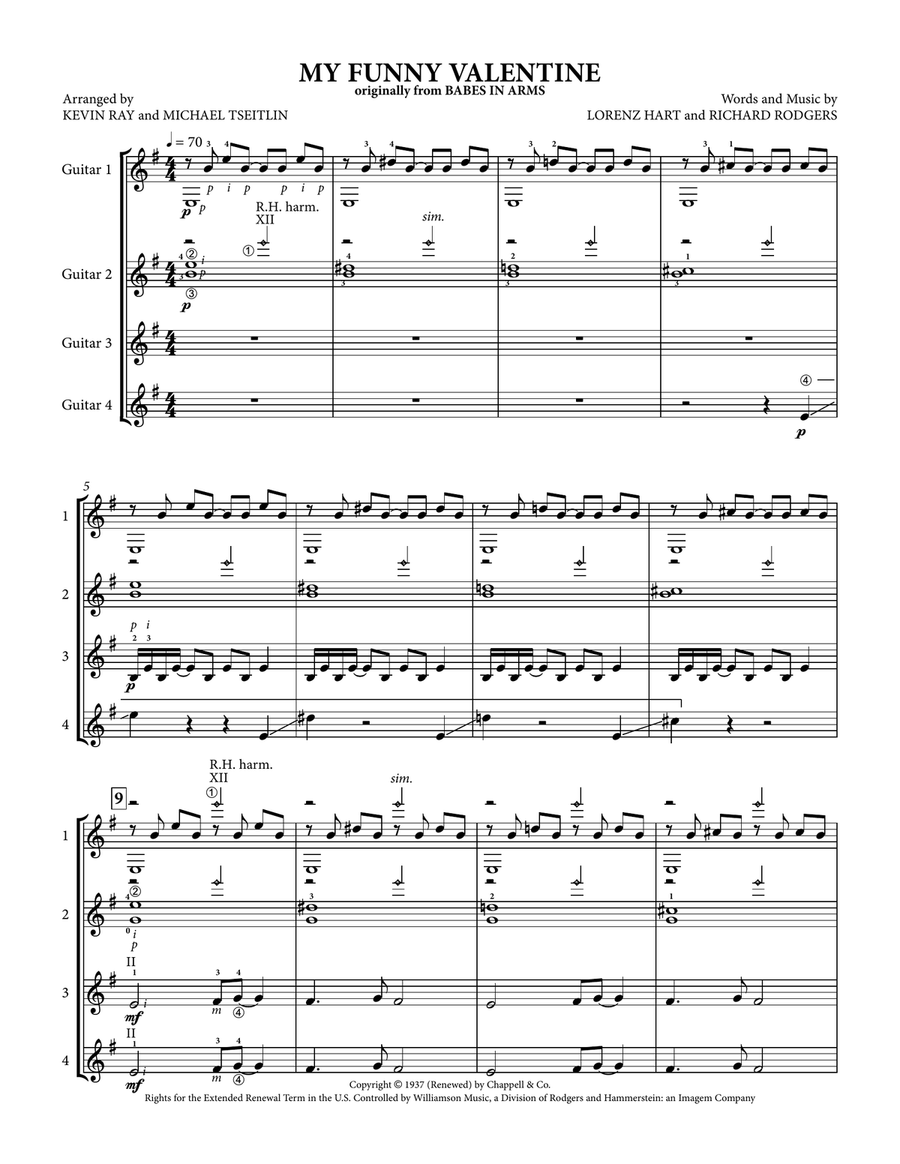 My Funny Valentine Guitar Ensemble scores gallery preview page 2
