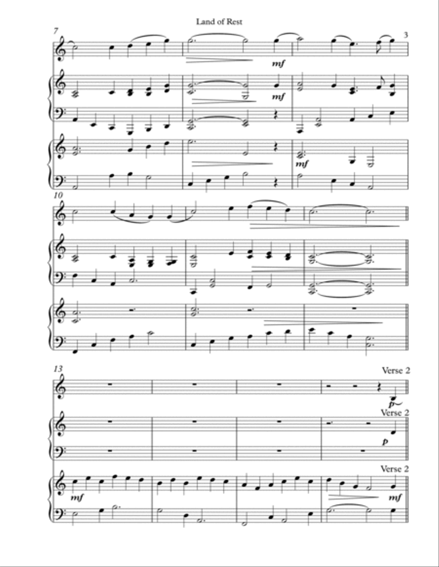Land of Rest, Trio for Violin, Harp, Piano Pedal Harp scores gallery preview page 3
