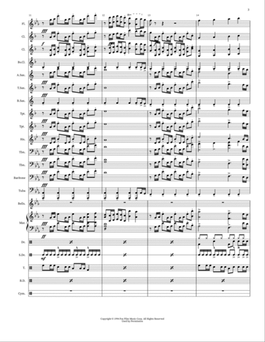 Nfl On Fox Theme Bass Clarinet scores gallery preview page 3