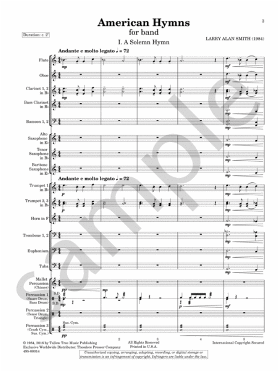 American Hymns Concert Band scores gallery preview page 2