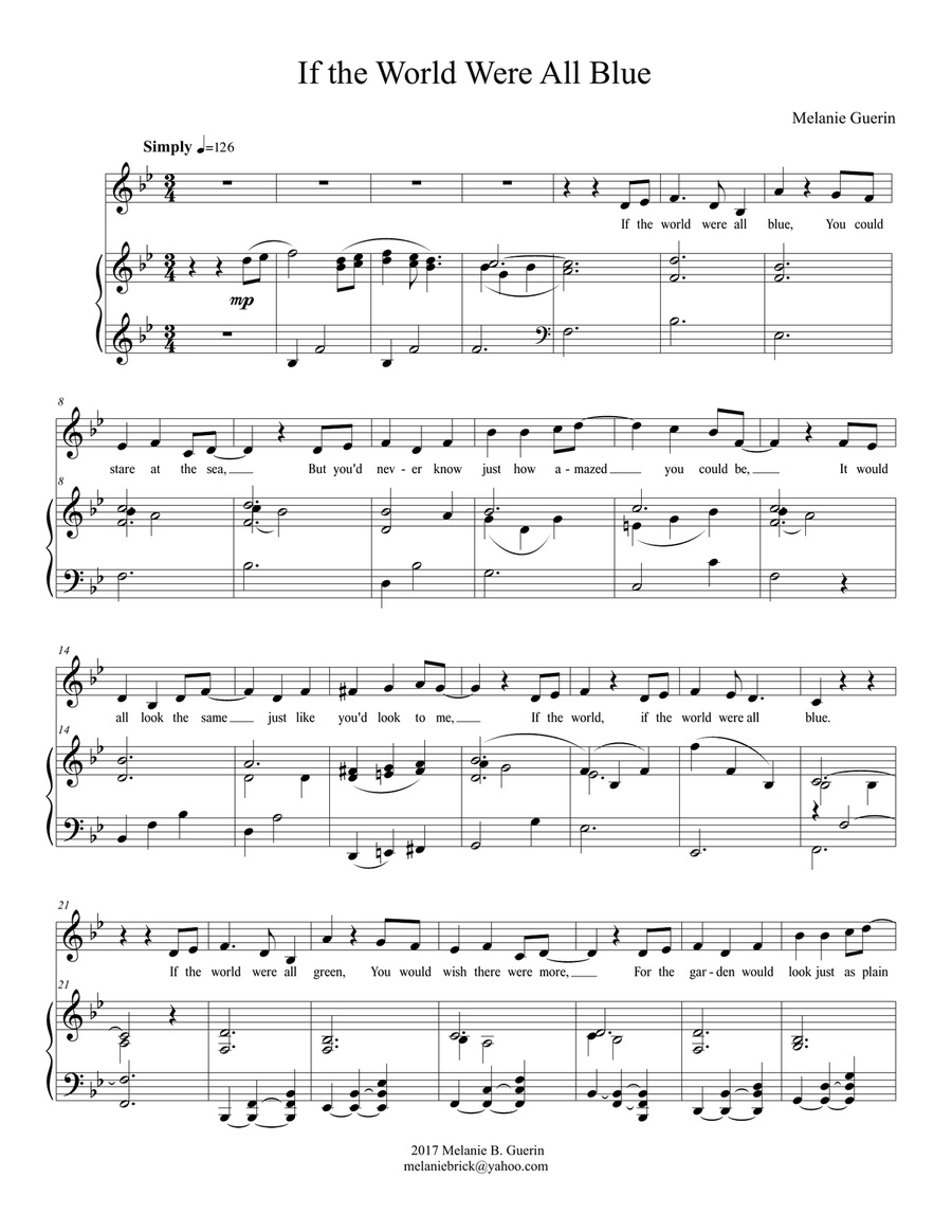 If the World Were All Blue Choir - Digital Sheet Music