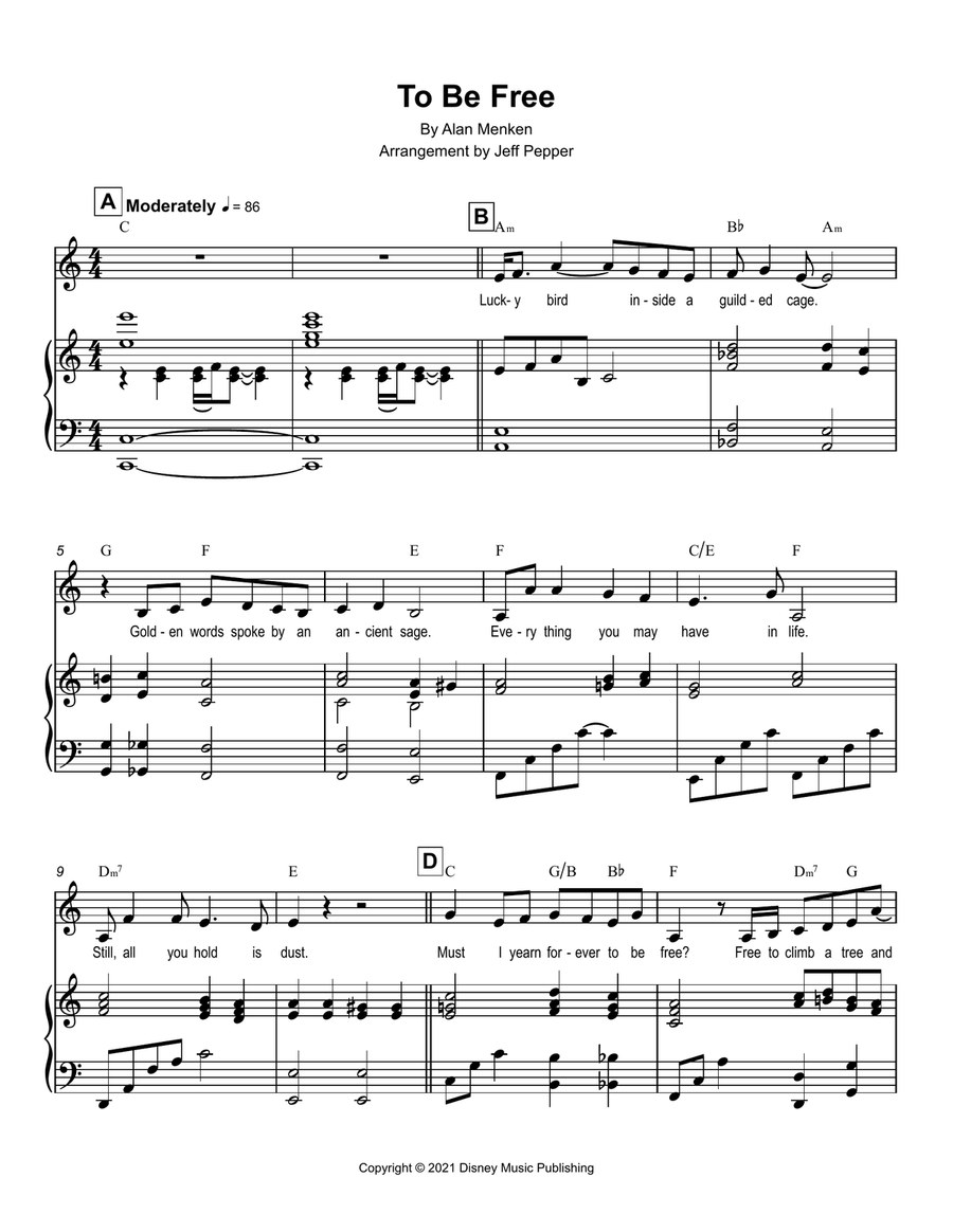 To Be Free Piano, Vocal, Guitar scores gallery preview page 1