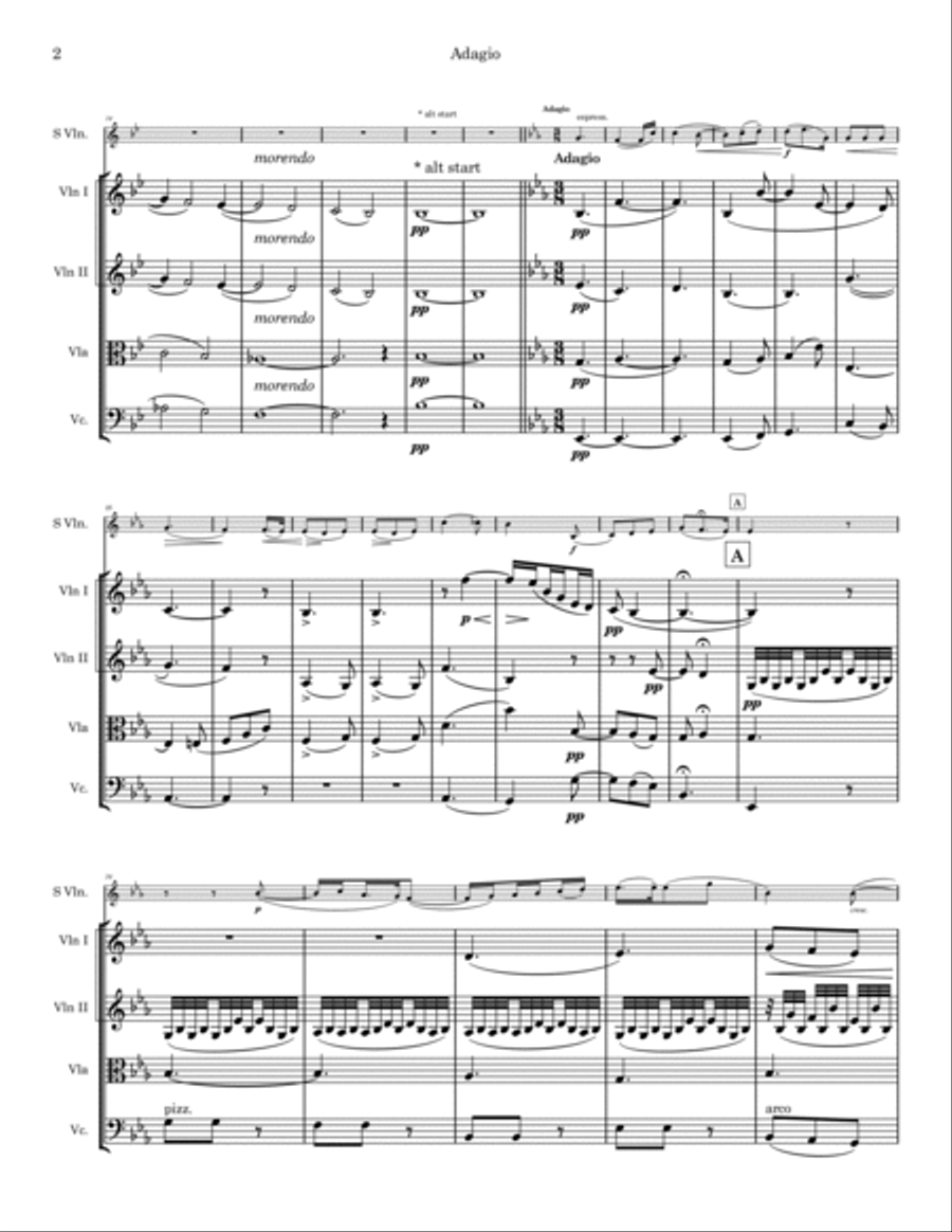Adagio from Violin Concerto G Minor opus 26 String Quintet scores gallery preview page 3