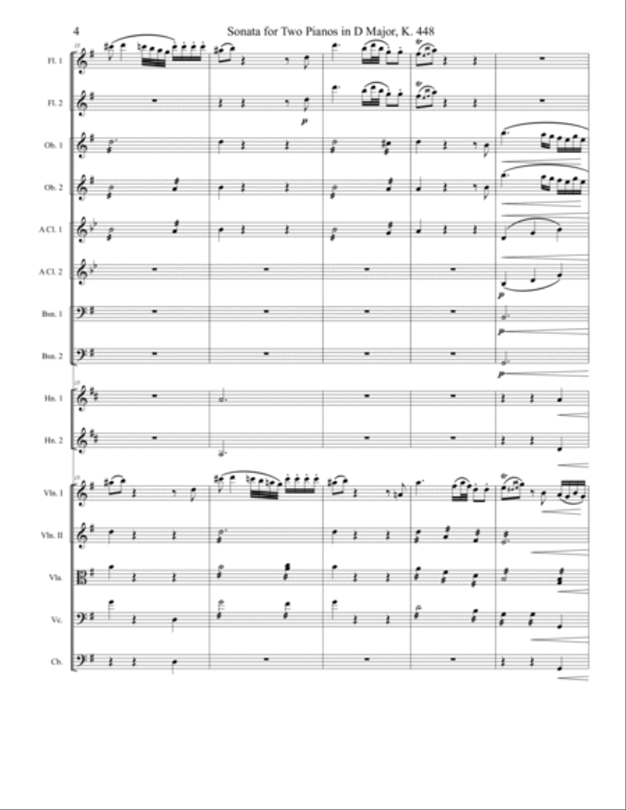 Sonata for Two Pianos in D Major, K. 448, Movement 2 Full Orchestra scores gallery preview page 4