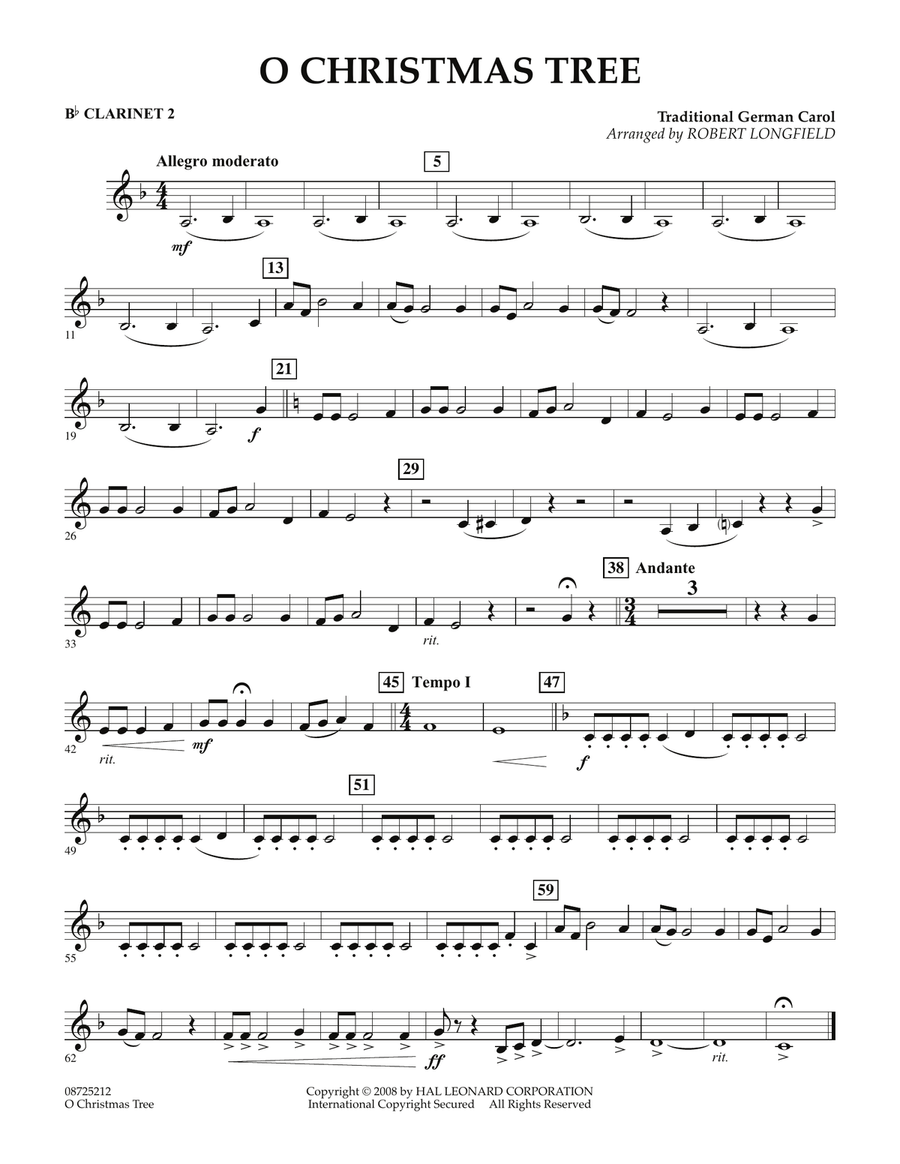 O Christmas Tree - Bb Clarinet 2 Concert Band scores gallery preview page 1