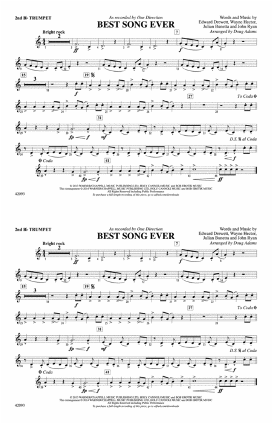 Best Song Ever: 2nd B-flat Trumpet Marching Band scores gallery preview page 1