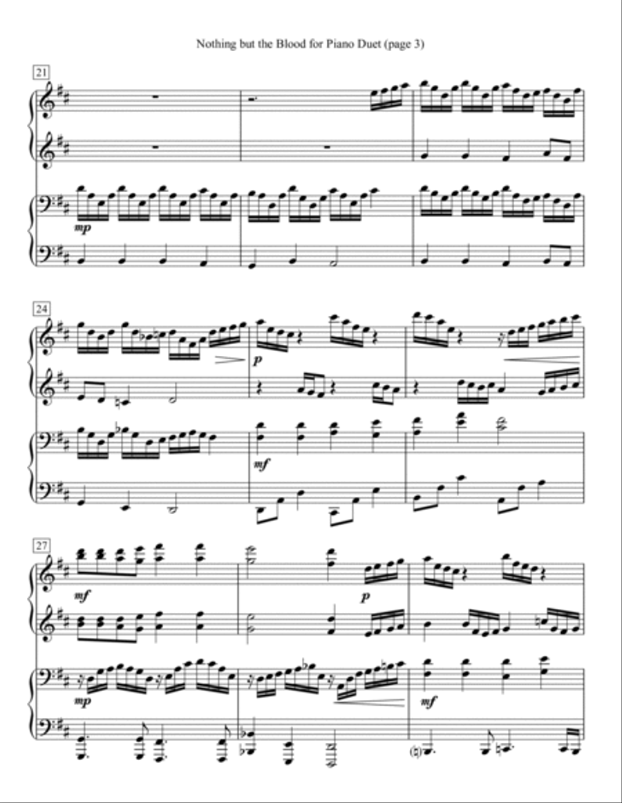 Nothing but the Blood for Piano Duet 1 Piano, 4-Hands scores gallery preview page 3