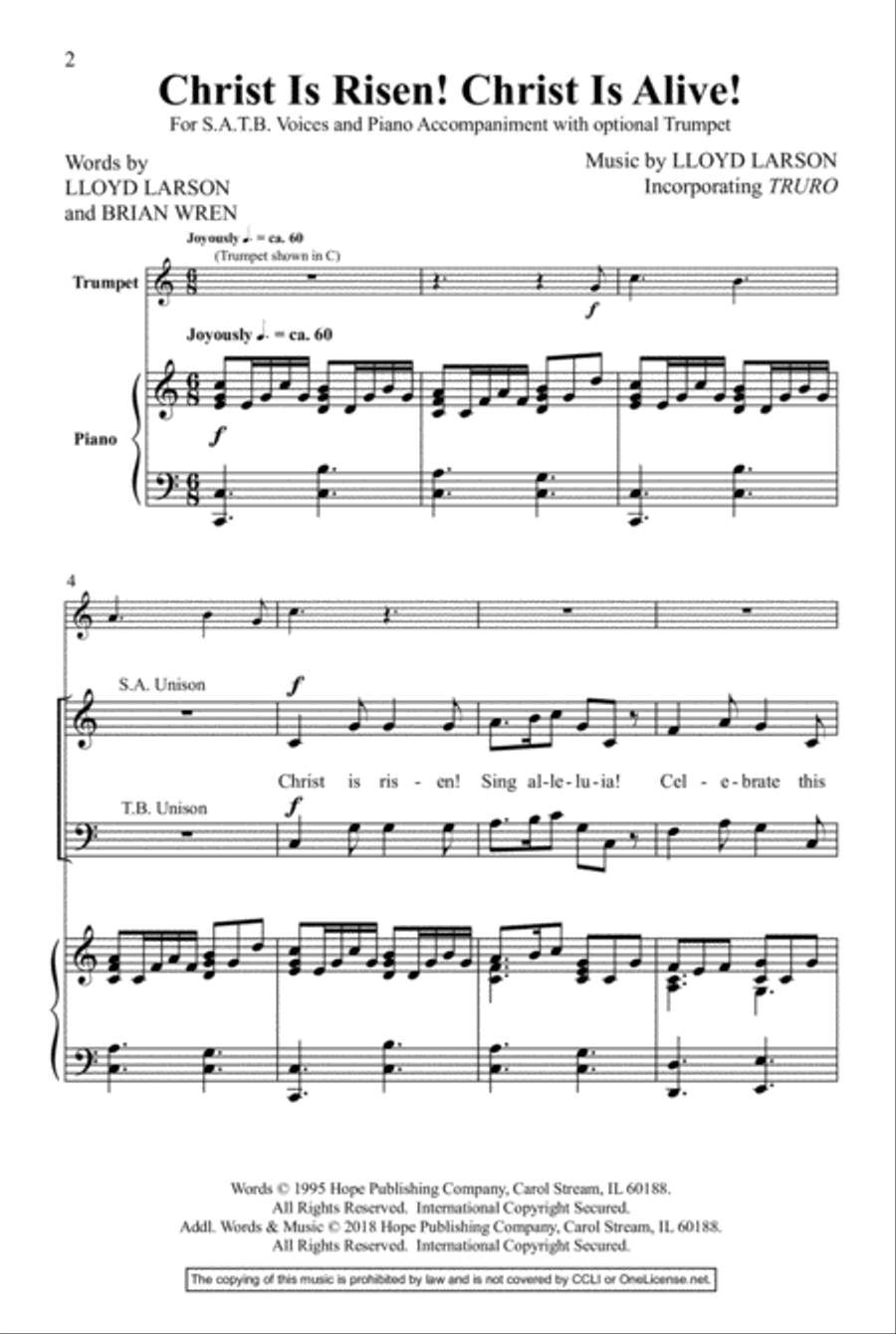 Christ Is Risen! Christ Is Alive! 4-Part scores gallery preview page 2