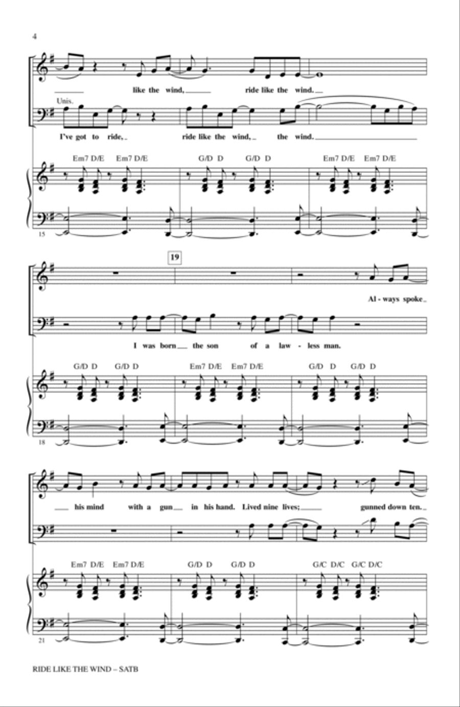 Ride Like The Wind Ride Like The Wind 4-Part scores gallery preview page 3