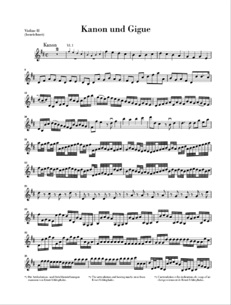 Canon and Gigue for Three Violins and Basso Continuo in D Major Violin scores gallery preview page 3