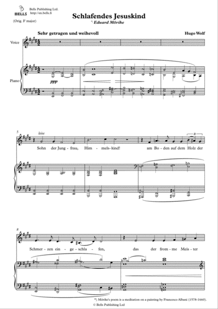 Schlafendes Jesuskind (E Major) Voice Solo scores gallery preview page 1