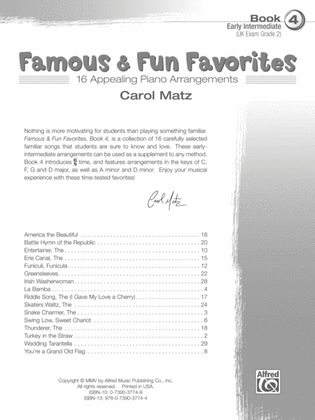 Book cover for Famous & Fun Favorites, Book 4: 16 Appealing Piano Arrangements