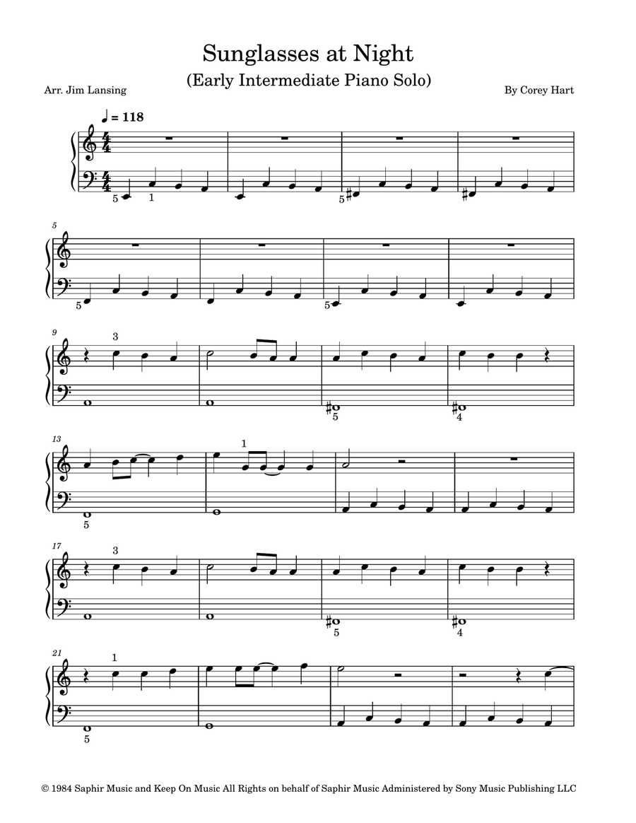 Sunglasses At Night Piano Method scores gallery preview page 2