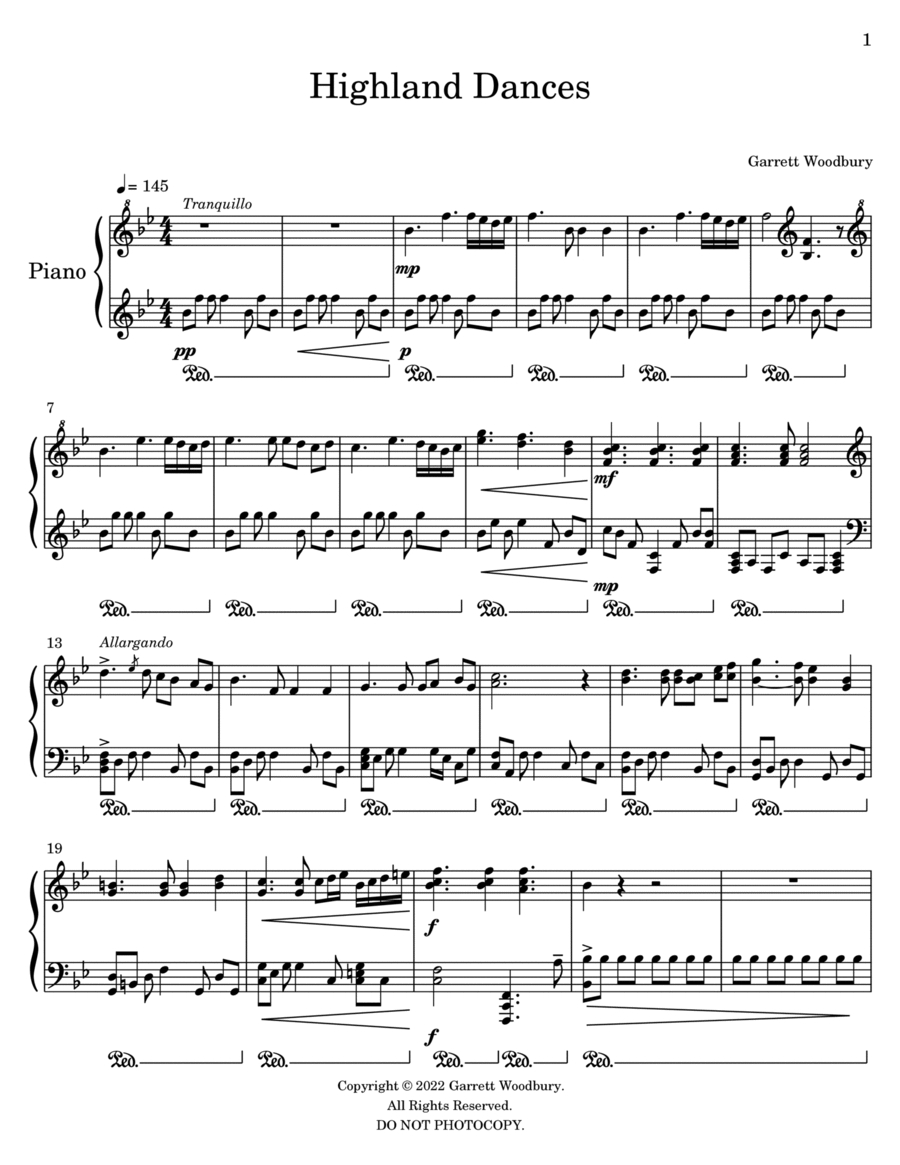 Highland Dances Piano Solo scores gallery preview page 1