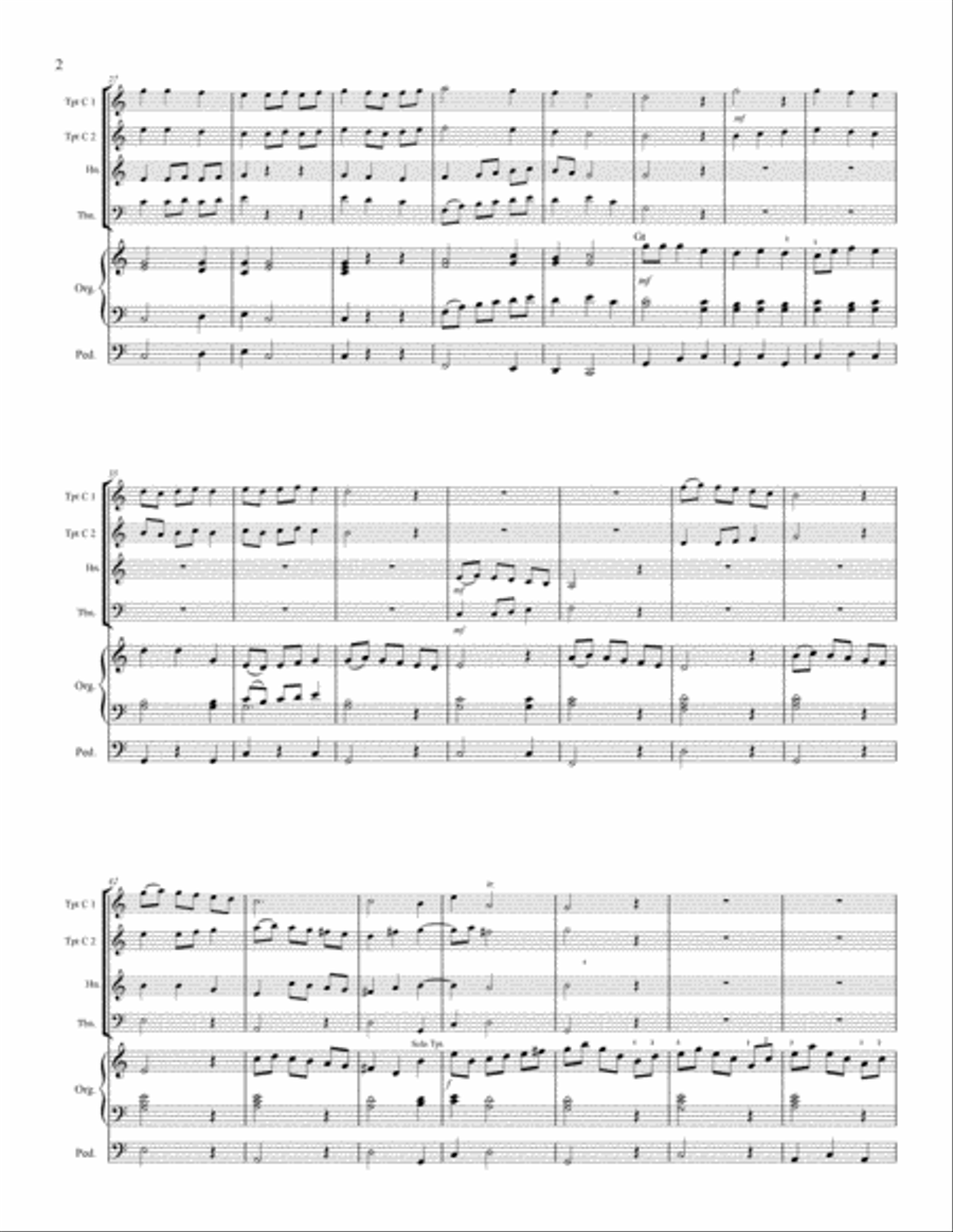 Albinoni Concerto in C Major Opus 7, Number 2 - Brass Quartet and Organ Small Ensemble scores gallery preview page 3