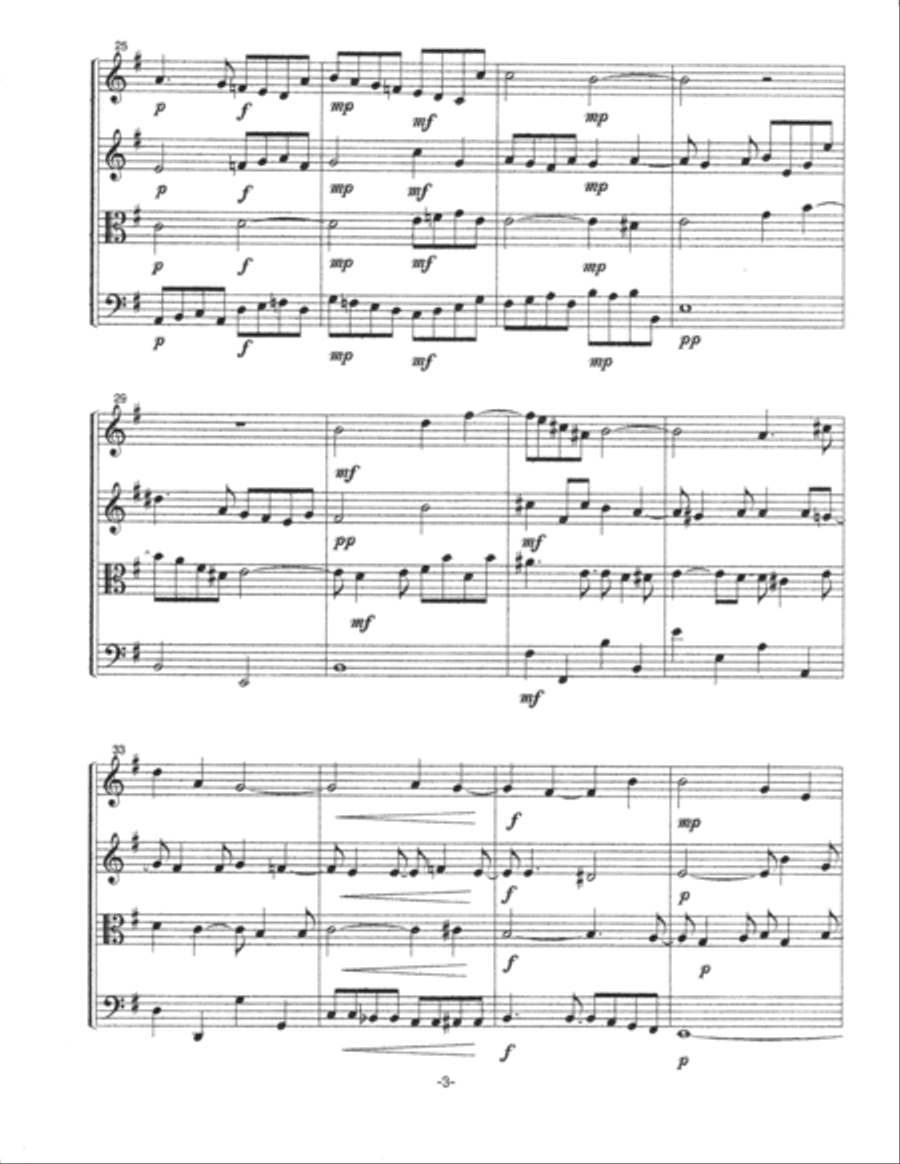 Fugue in e minor (1994) for string quartet (SCORE and PARTS) String Quartet scores gallery preview page 3