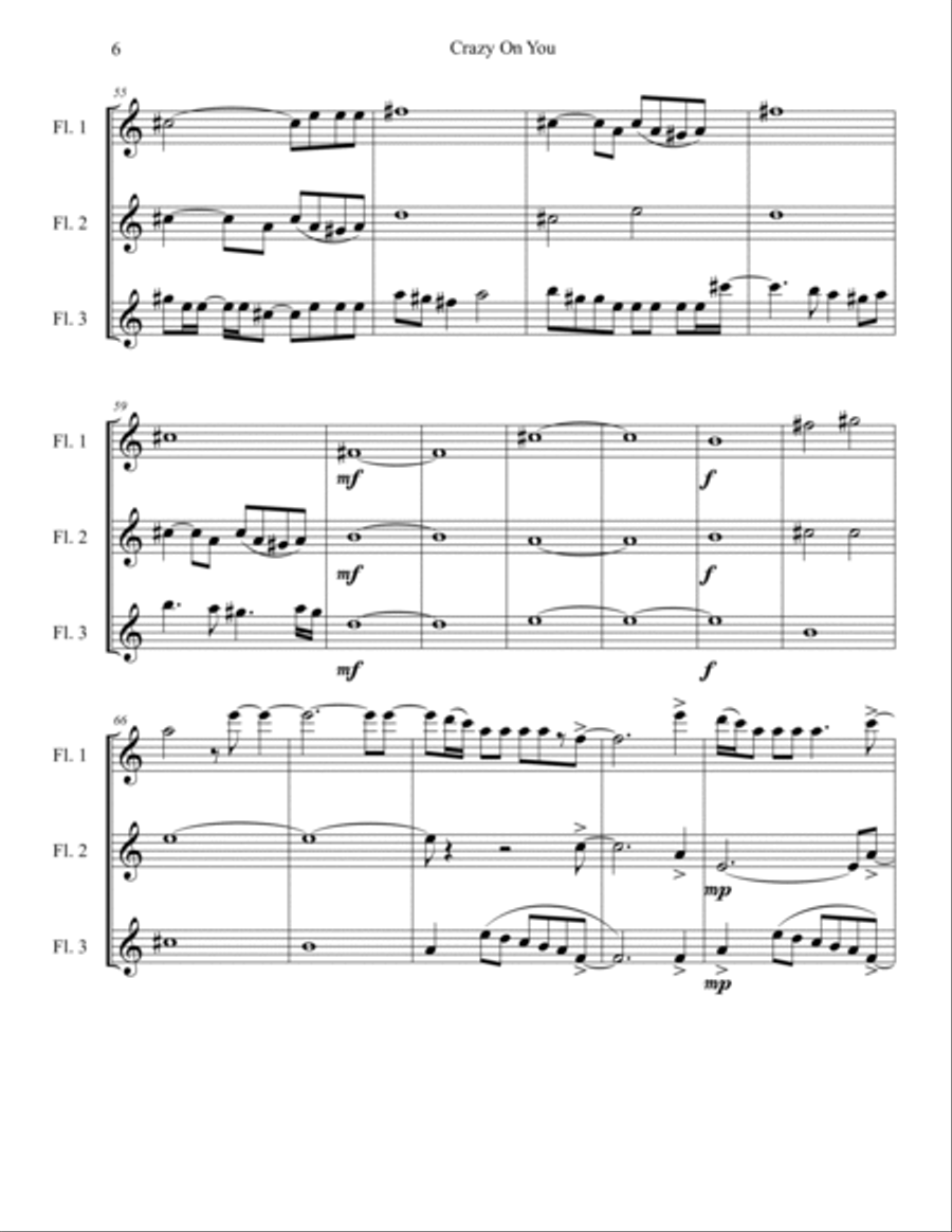 Crazy On You Woodwind Trio scores gallery preview page 6