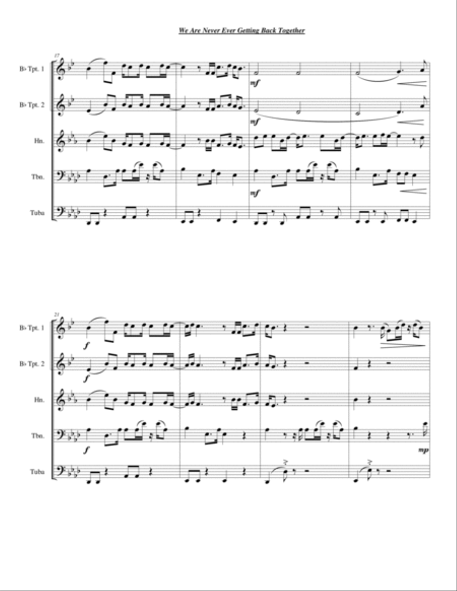 We Are Never Ever Getting Back Together Chamber Music scores gallery preview page 3