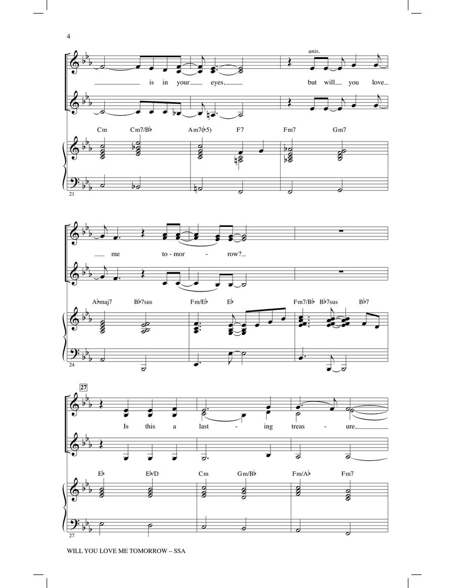 Will You Love Me Tomorrow (Will You Still Love Me Tomorrow) SSA scores gallery preview page 3