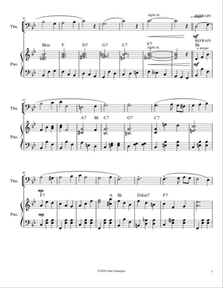 Let Me Call You Sweetheart (Trombone Solo, Chords, Piano Accompaniment). Small Ensemble scores gallery preview page 5