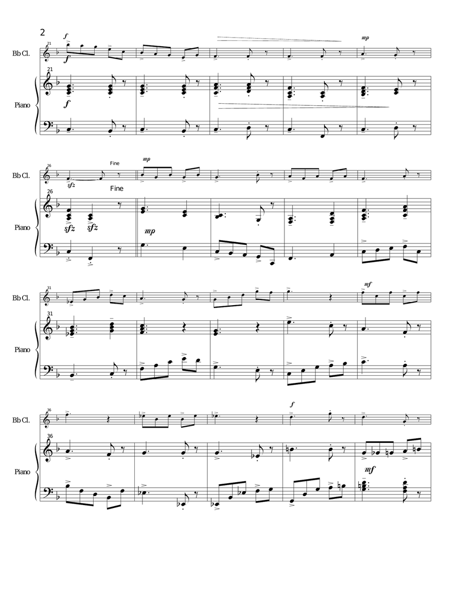 Capriccio for Clarinet and Piano Woodwind Duet scores gallery preview page 2