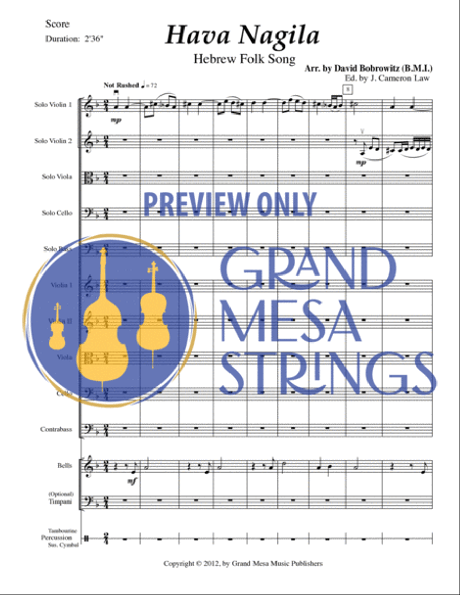 Hava Nagila Hava Nagila String Orchestra scores gallery preview page 2