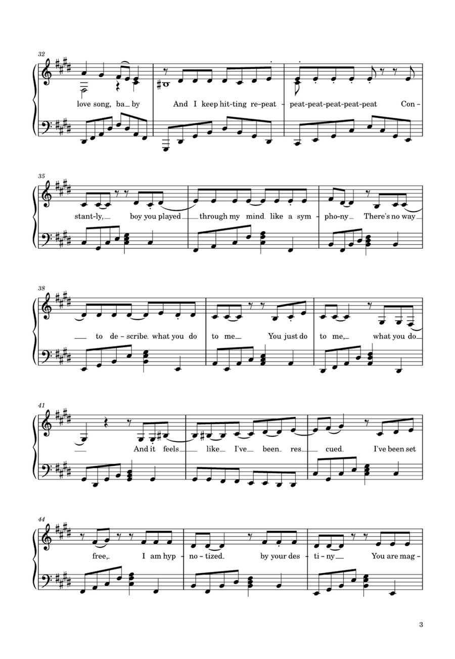 Love You Like A Love Song Easy Piano scores gallery preview page 3