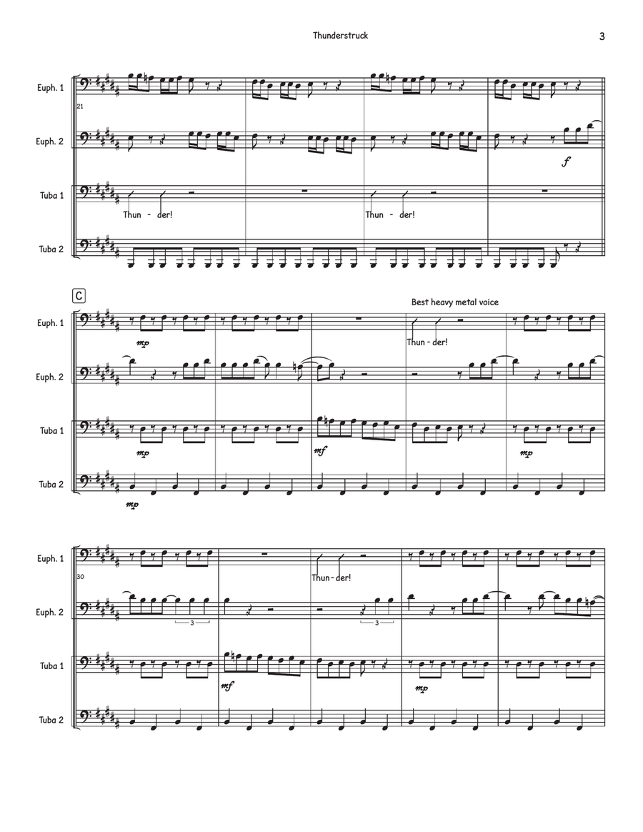 Thunderstruck Brass Quartet scores gallery preview page 3