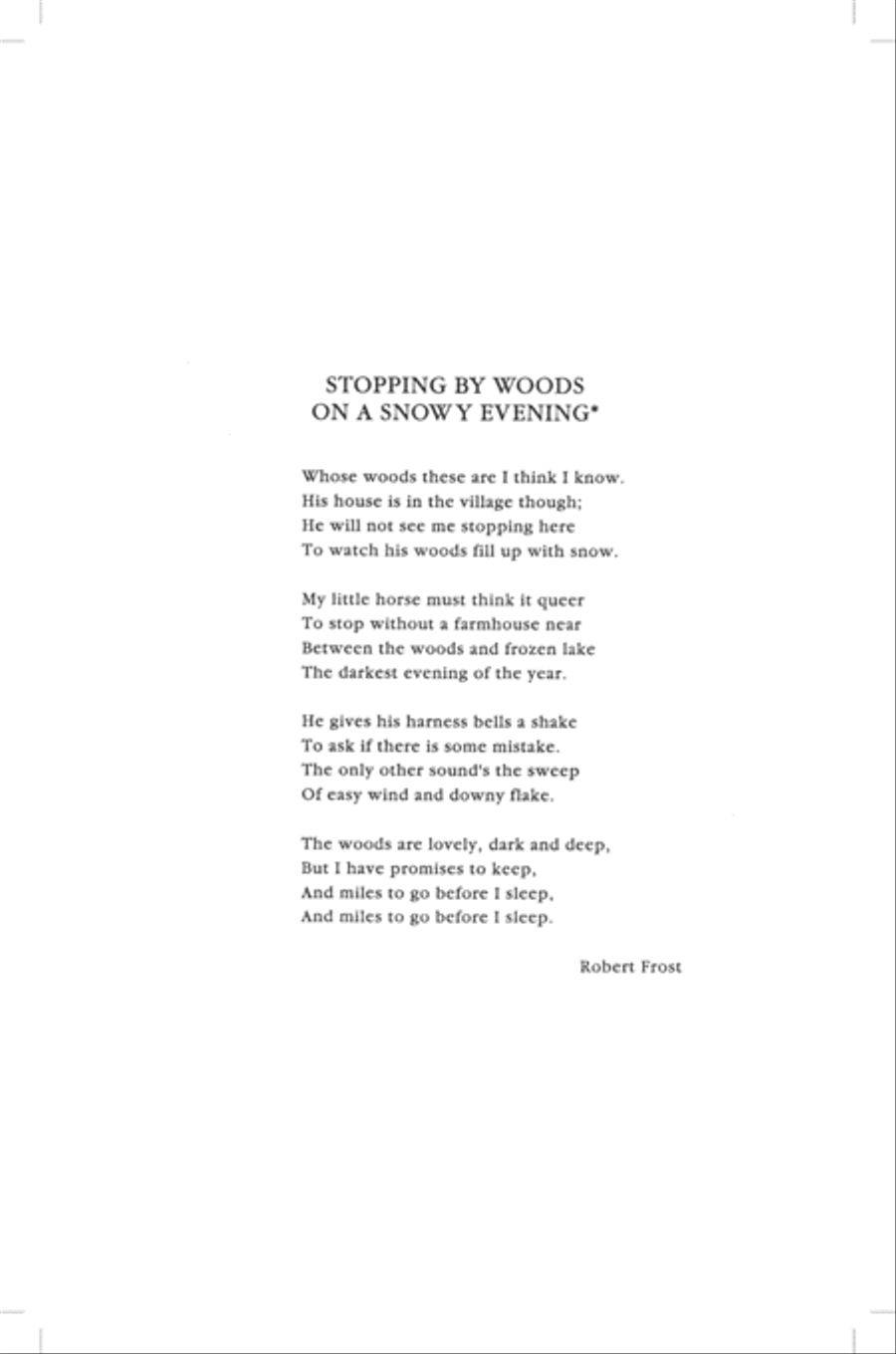 Stopping By Woods On A Snowy Evening - TBB - From 