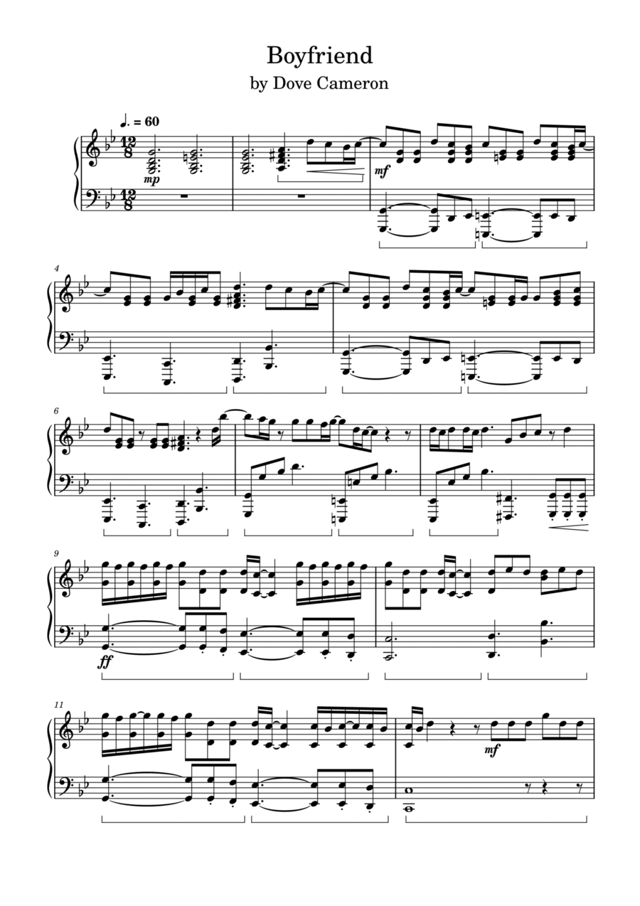 Boyfriend Piano Solo scores gallery preview page 1